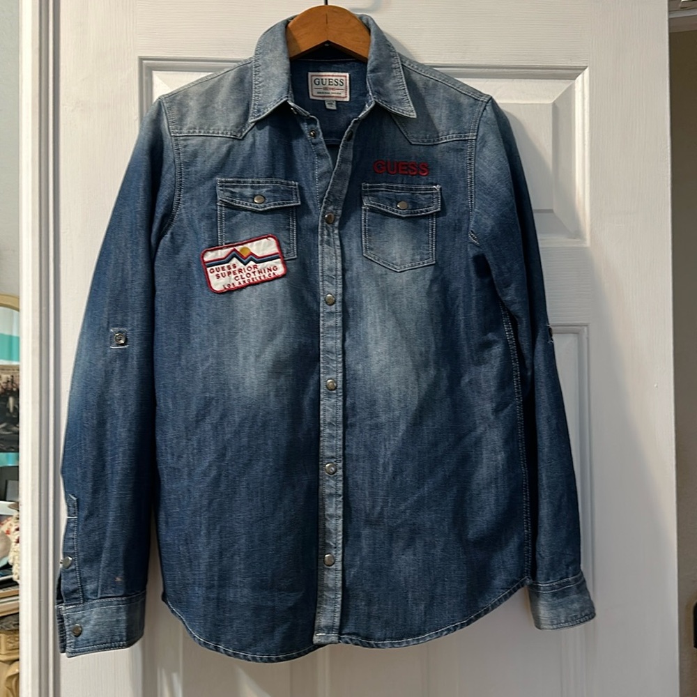 Guess Boys embroidered jeans shirt